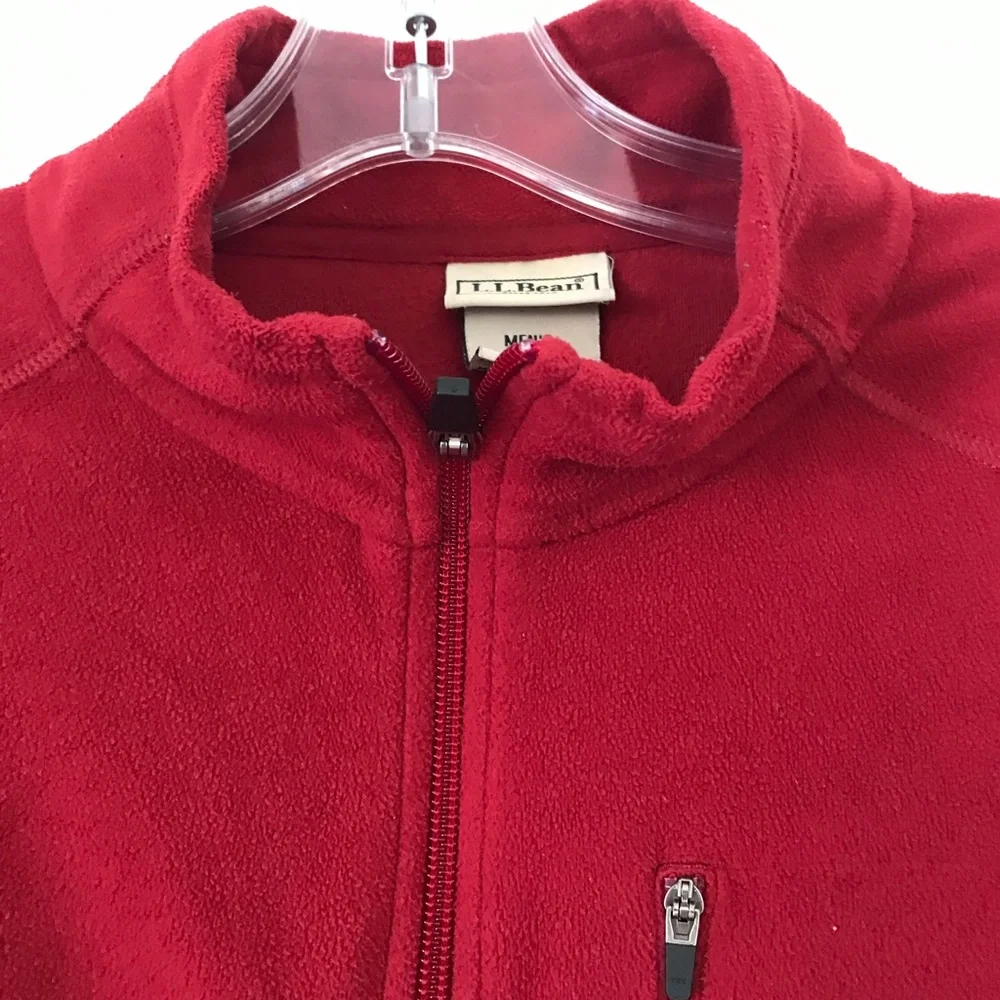 L.L. Bean fleece zip up jacket men size Large Tall Red - Picture 7 of 8